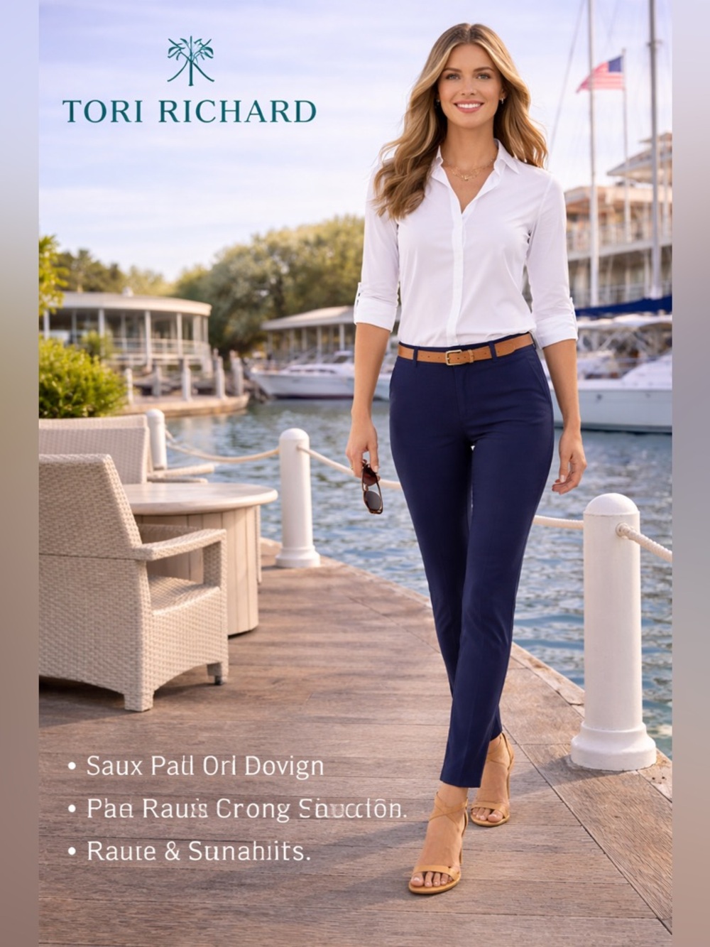 Tori Richard Navy Tailored Ankle Pant Slim Stretch Resort Travel Size 6 Womens